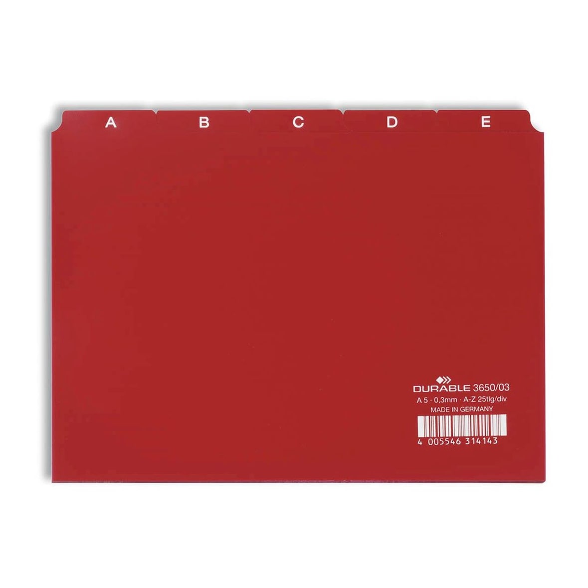 Durable 3650 03 Leitregister A-Z - DIN A5 quer, rot