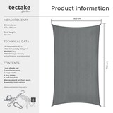 thumbnail of tectake Sonnensegel Sunny, wetterfestes HDPE-Material mit UV-Schutz - 5 x 7 m grau