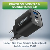 thumbnail of InLine® USB PD Netzteil, GaN Ladegerät, QC, USB-C + USB-A, 30W, mit Display