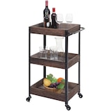 thumbnail of Décoshop26 - Chariot de service cuisine bar avec 3 niveaux étagères sur roulettes en bois massif shabby marron ETA04057