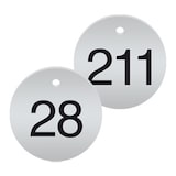 thumbnail of Werkzeugmarken m. Laserbeschriftung, Edelstahl geschliffen, Ø 20mm, 100 Stück/VE