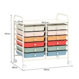 thumbnail of COSTWAY Carro con ruedas con 12 cajones apilables, contenedor con ruedas con estructura metálica y estante, 64 x 38 x 62 cm (Macaroon)