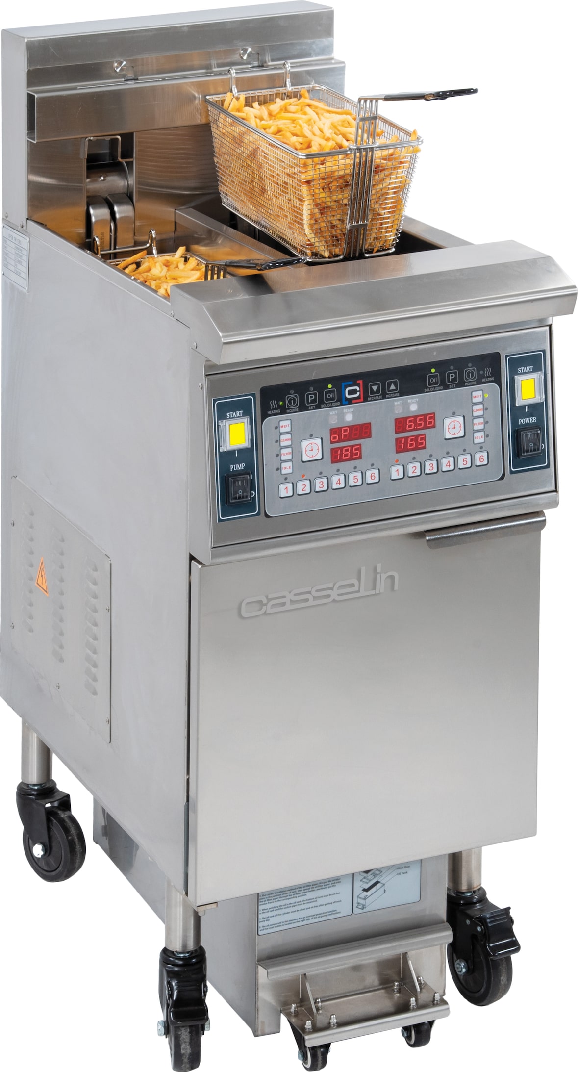 Freidora eléctrica con elevación automática y filtración 2 x 12 litros 17kW CFPRAF212 Casselin