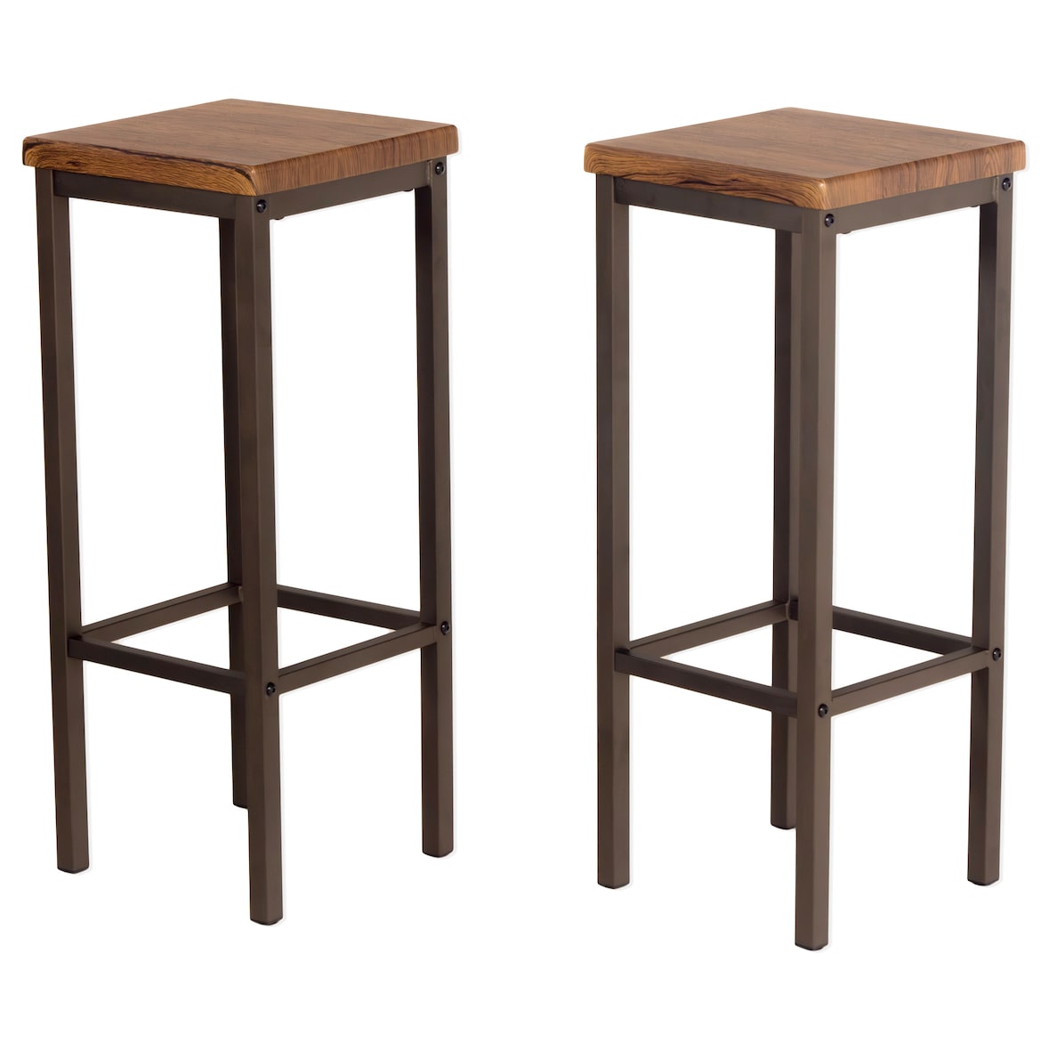 Set de 2 taburetes de bar altos 78 cm marrón nogal Mod. FIRENZE ROMA by Yelloo