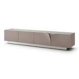 thumbnail of KAWOLA Lowboard EMMA TV-Board Kunstleder grau Fuß Edelstahl gebürstet