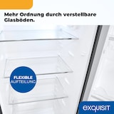 thumbnail of Exquisit Vollraum-Kühlschrank ohne Gefrierfach, 242 Liter, 5 Ablagen, 4 Türablagen, Türanschlag wechselbar, 55 cm Breite, KS320-V-H-040E inoxlook-az