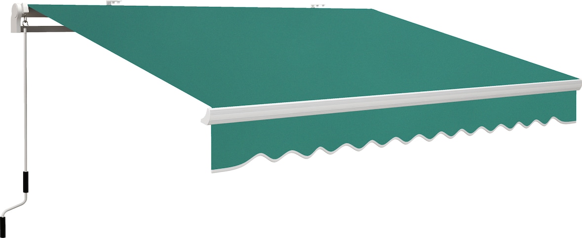 Toldo Manual Plegable de Aluminio con Manivela Terraza Balcón 395x245 cm Verde