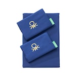 thumbnail of Benetton - Conjunto de cama king size de 4 peças: lençol plano (260x280cm), lençol justo (200x200cm), 2 fronhas (50x80cm) 100% algodão azul