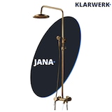 thumbnail of KLARWERK® JANA | Vintage Duscharmatur Set mit Regendusche & Handbrause Messing Gold | Edelstahl Retro Design Duschsystem | Duschsäule Mischbatterie