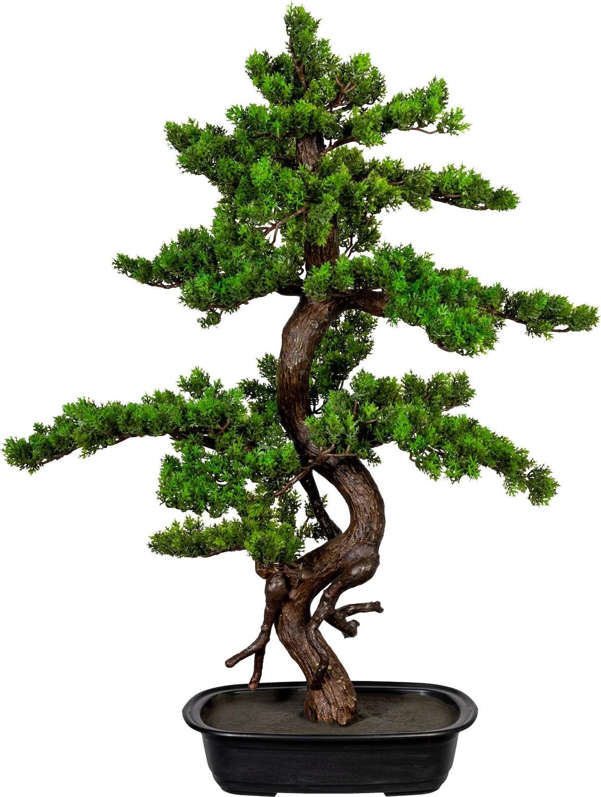 CREATIV green künstliche Pflanze Bonsai Myrte ca 85x55cm,, in Kunststoffschale 33x22x8cm, schwarz