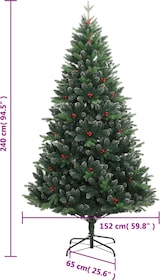 Ein künstlicher Weihnachtsbaum mit roten Beeren.