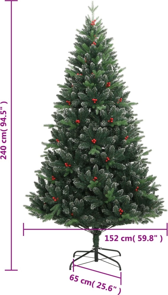 Ein künstlicher Weihnachtsbaum mit roten Beeren.