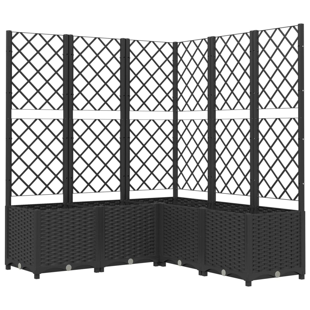 vidaXL Plantenbak met trellis zwart 120x120x136 cm PP