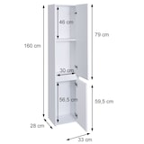 thumbnail of Hängeschrank HWC-L86, Badschrank Highboard Hochschrank, FSC® Melamin 2 Türen 3 Fächer 160x33cm ~ schwarz