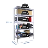 thumbnail of SimonRack Industrieregal, 2000x1500x900 mm, 600 kg am Biegepunkt, 5 Metallböden, Garagenregal, Verzinkt- Simonforte