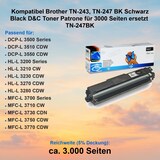 thumbnail of Kompatibel Brother TN-243BK, TN-247BK Schwarz Black D&C Toner Patrone für 3000 Seiten ersetzt  TN-247BK