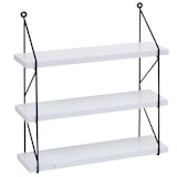 thumbnail of Wandplank HWC-K78, Hangende plank Zwevende plank, 3 planken Metalen massief hout Industrieel 40x40x13cm ~ wit