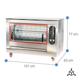 thumbnail of Cleiton® Asador de Pollos Eléctrico Horizontal para 12 Pollos de 103x60 cm en Acero Inoxidable con 1 Espada | Temperatura max 300°C - 6200W
