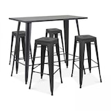 thumbnail of Table haute de jardin et 4 tabourets en métal noir mat - Oviala