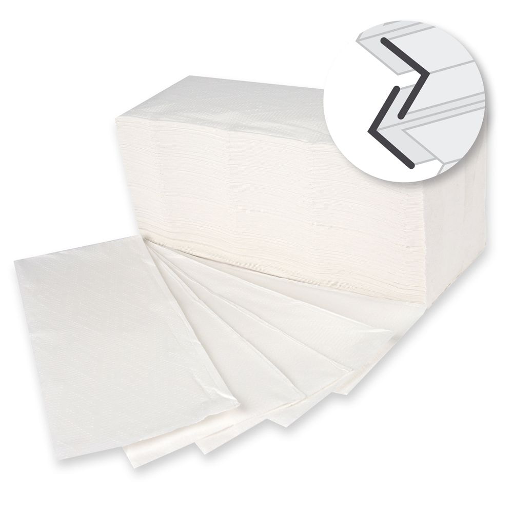 Papierhandtuch 2-lagig Zellulose ZZ-Falzung Weiss 21x25 cm