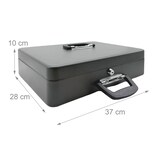 thumbnail of Relaxdays Geldkassette abschließbar, Münzgeldeinsatz, Scheinfach, Barkasse mit Griff, HxBxT: 10x37x28 cm, Eisen, grau