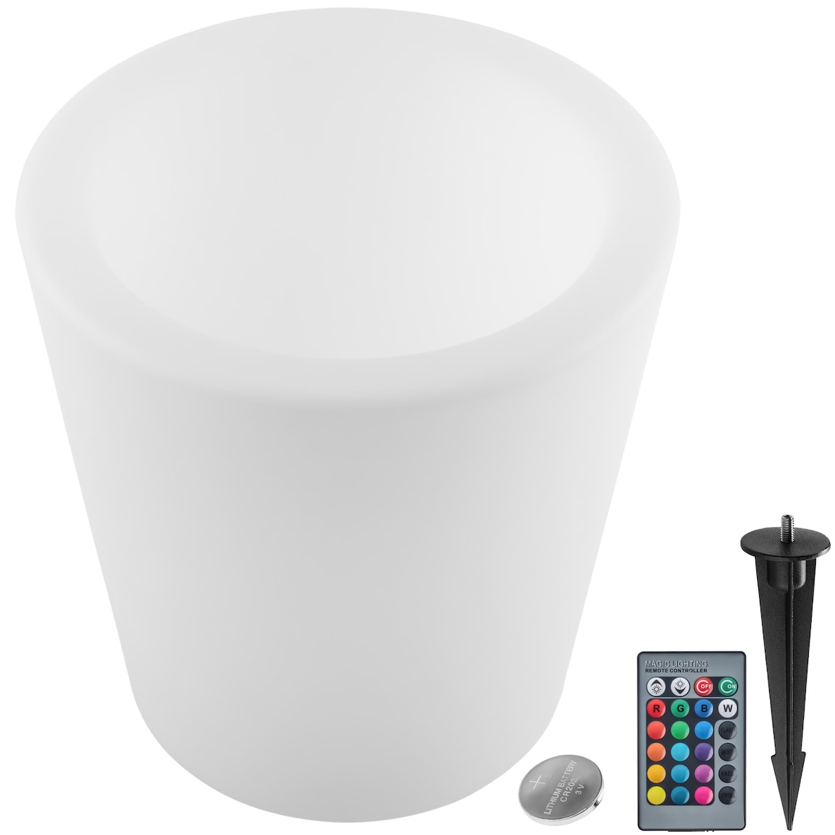 tectake Cilindro luminoso LUMINOUS CURVE COOLER, LED, con mando a distancia  blanco - 405347