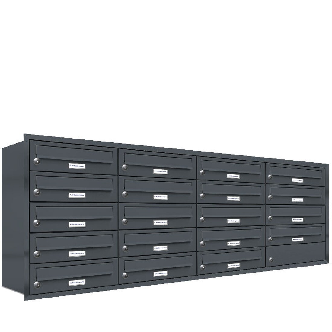 AL Briefkastensysteme 19 Fächer Premium Unterputz Briefkasten Anlage RAL 7016 Anthrazit Grau, Post A4, modern, wetterfest, Artikelnummer 132P19U4P7016