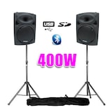 thumbnail of Enceintes amplifiées 8" 20cm 400W USB/SD/BT+ pieds SLK08BT