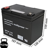 thumbnail of Ersatzakku für Ortopedia Clou 940 2x Multipower 12V - 36Ah Zyklenfest AGM VRLA