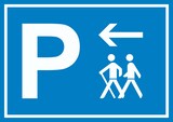 thumbnail of Wanderer Parkplatz mit Richtungspfeil links Schild waagerecht A5 (148x210mm)