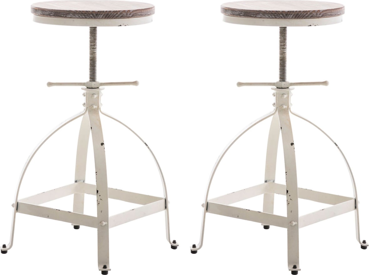 2er Set Metall Hocker Raja antik weiß