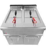 thumbnail of Romux® Friteuse À Gaz Butane Professionnelle 28+28 Litres Double sur Coffre avec Minisit | Friteuse en Acier Inox avec Robinet de Vidange 20000 W