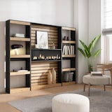 thumbnail of Librería estantería, 230x25x186cm, Salón - Comedor - Oficina, Chimenea eléctrica, Roble y negro _ 86_6