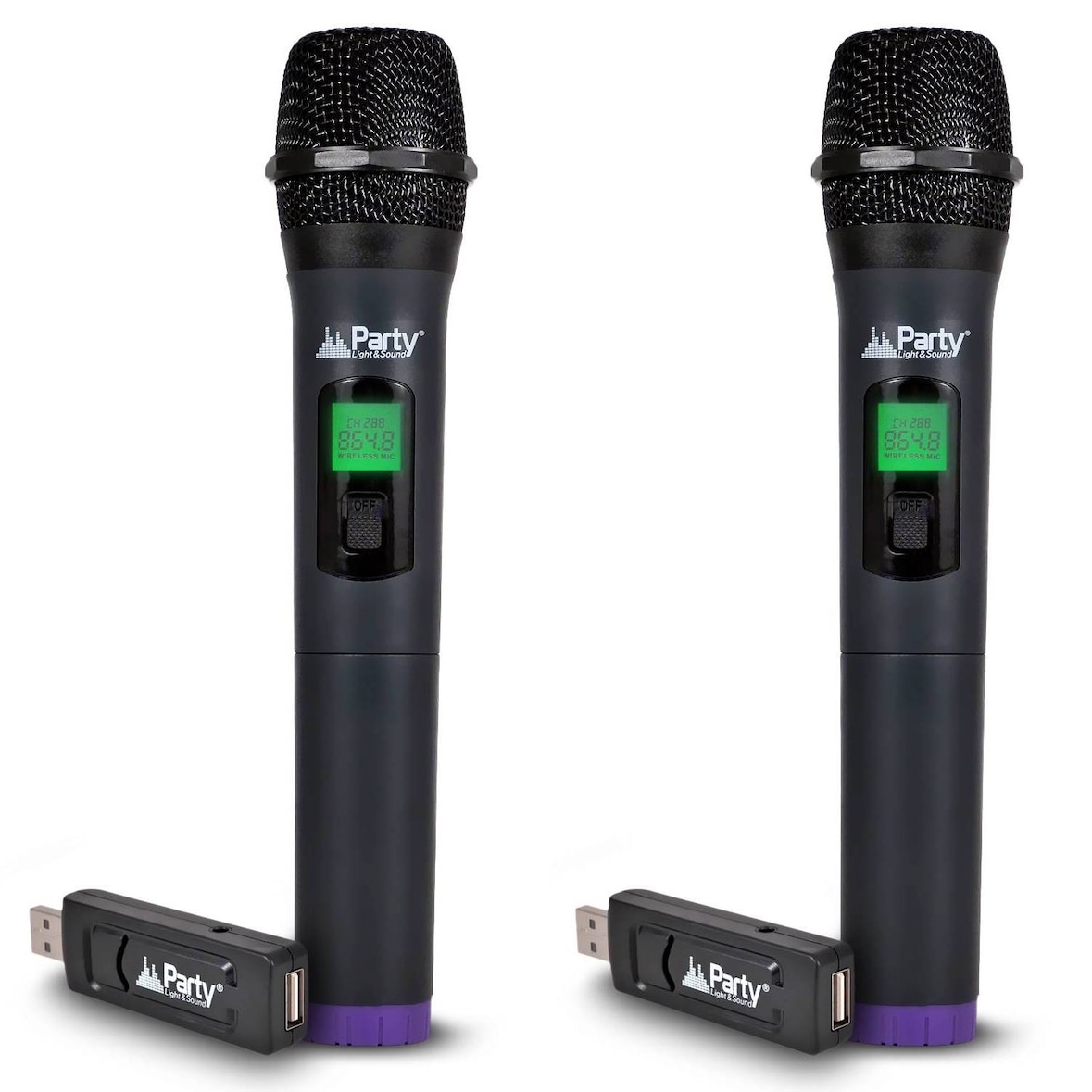 Lot de 2 Systèmes de microphones à mains sans fils avec écrans digitals UHF via USB