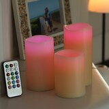 thumbnail of LED Kerzenset Echtwachs Farbwechsel Fernbedienung Timer D: 7,5cm creme 3er Set