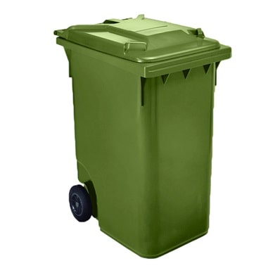 Contenedor para desperdicios con tapa y ruedas. verde 360l.