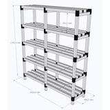 thumbnail of Estantería estándar modular de resina 1500 x 400 x 1745 mm. (h) 5 estantes GRIS