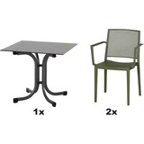 thumbnail of SIENA GARDEN Urban Lights Set 3teilig Square Sessel gastrotauglich olive mit Tisch Sola 80x80