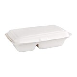 thumbnail of Fiesta Compostable - Kompostierbare Bagasse-Mahlzeitendosen mit Scharnierdeckel, weiß, 2 Teile (200 Stück)