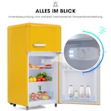 thumbnail of Retro Kühlschrank Gelb 72L Gesamtvolumen 21L Gefrierfach 51L Kühlfach 39dB Doppeltür 46x45x91 cm 120 kWh/Jahr