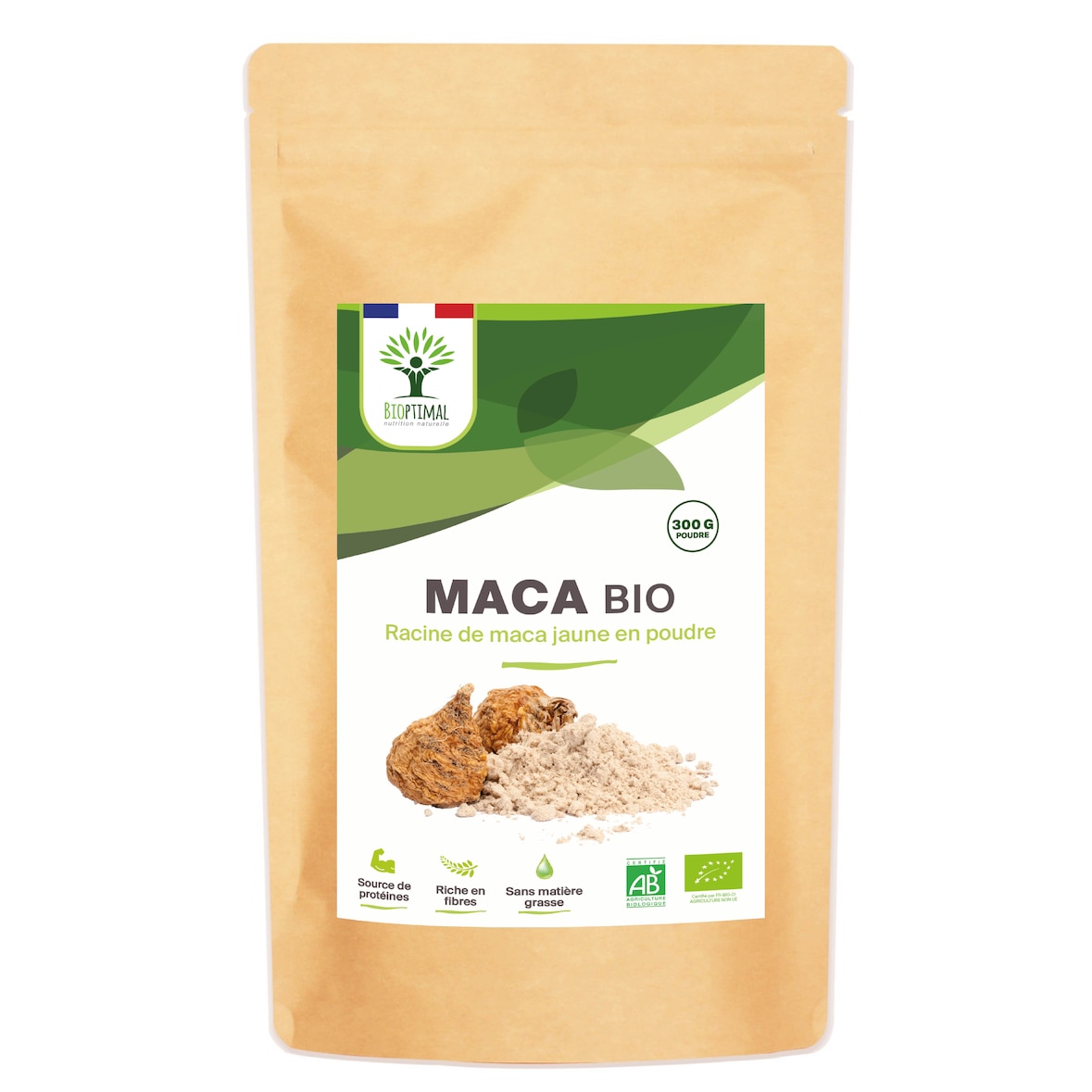 Maca Bio - Racine de Maca jaune en poudre - Énergie Libido Fertilité - Qualité premium - Conditionné en France - Vegan - Certifié Ecocert - 300g