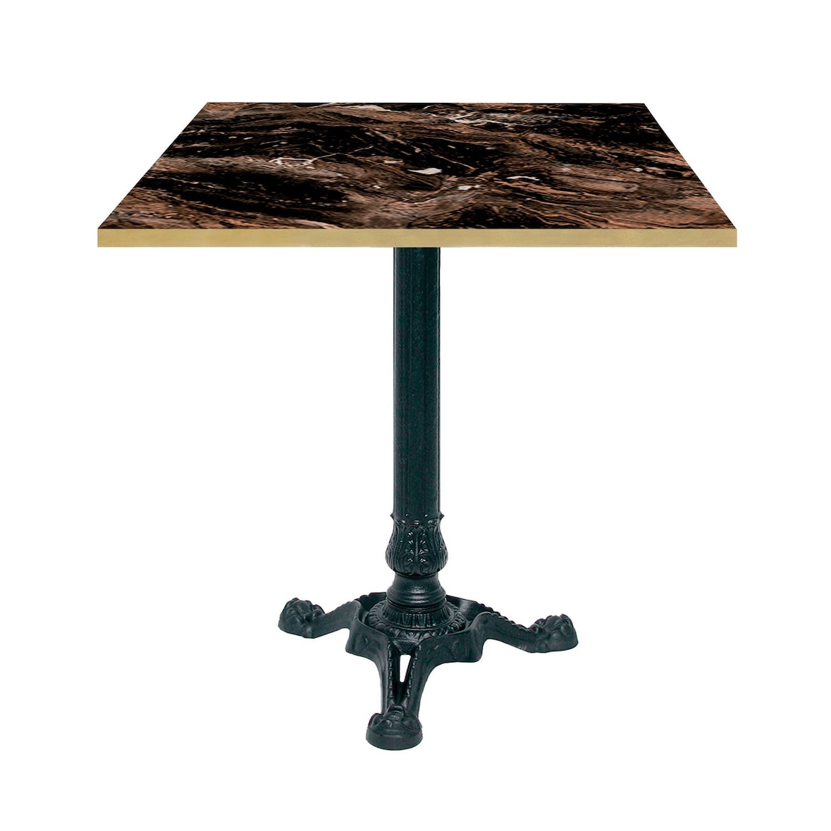 Restootab - Mesa de bistrô cappuccino de 70x70cm com bordas de latão