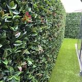 thumbnail of WellHome – Giardino verticale artificiale – Pannello siepe 100x100 cm per interni ed esterni – Foglie verdi con dettagli rossi