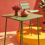 thumbnail of Set van bartafel en 2 hoge stoelen in cactusgroen metaal - Oviala