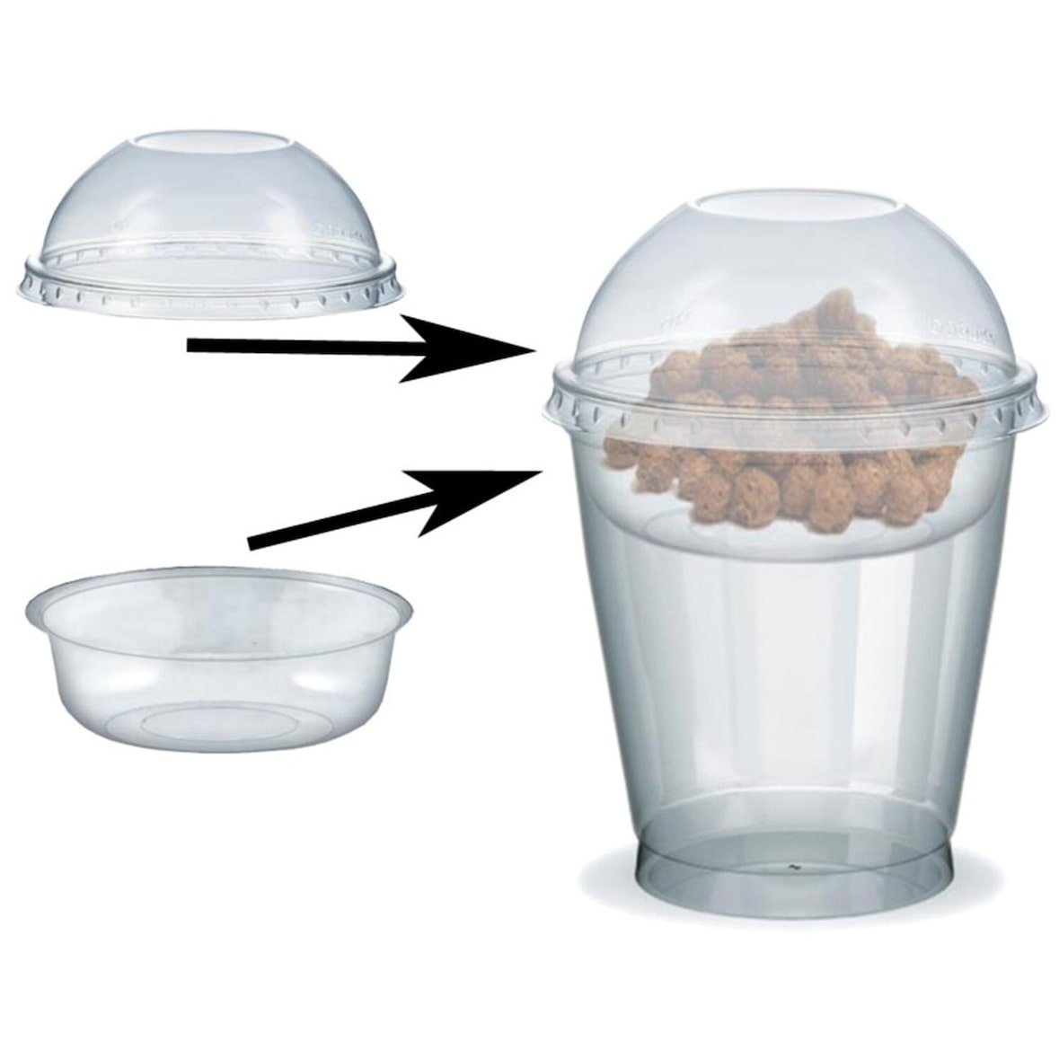 100x Feinkostbecher für Salat Müsli Joghurt mit Einsatz + Deckel 300 ml