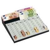 thumbnail of WEDO 160790037 Geld-Zählbrett kombiniert, im Metallrahmen, mit 8 herausnehmbaren Münzrillen, 3 Geldscheinfächern, rutschfesten Gummifüßen,