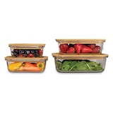 thumbnail of Frischhaltedosen 4er-Set Borosilikatglas Bambus stapelbar 4 Größen Klarglas