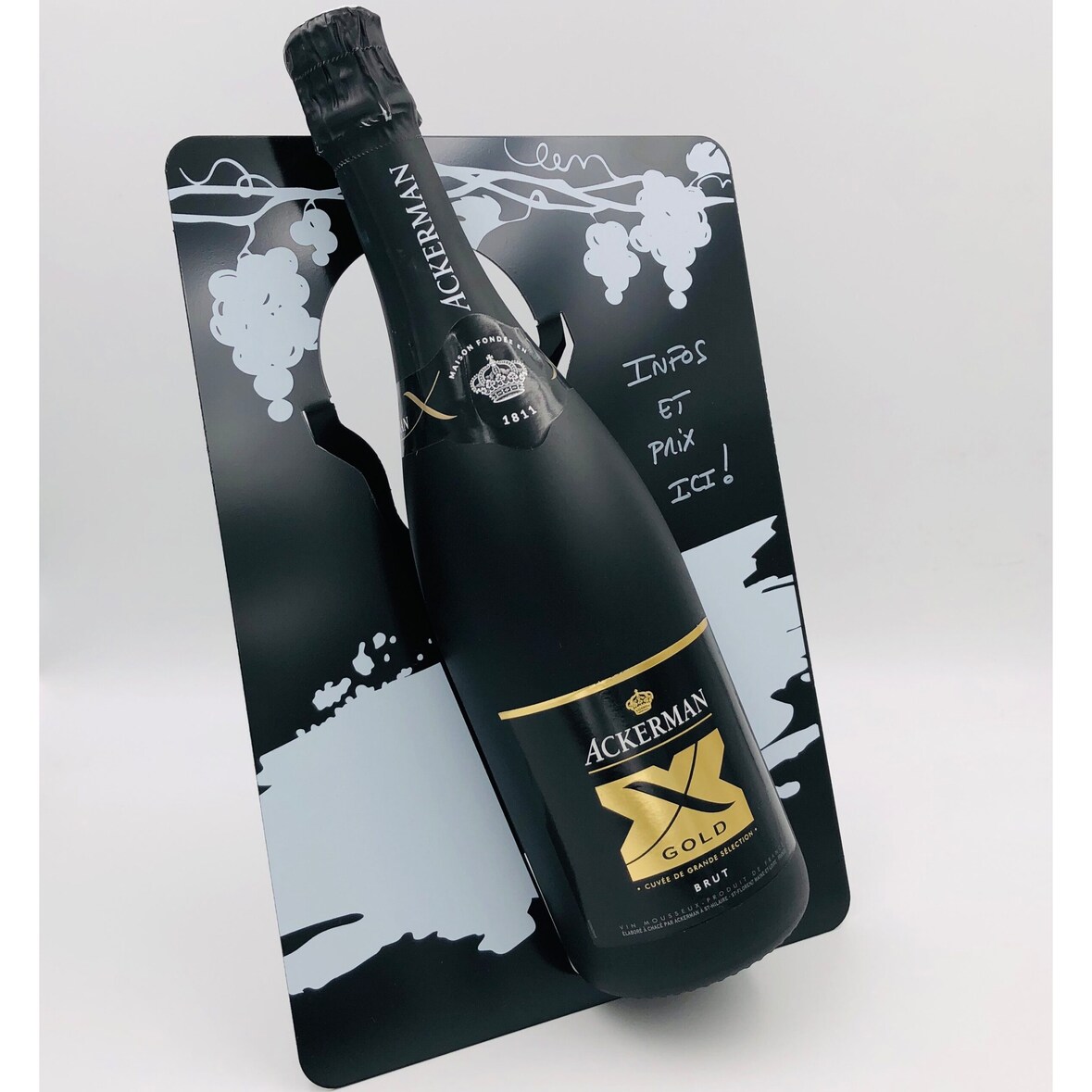 MA CAVE INNOVANTE, présentoir bouteille réinscriptible au crayon craie Wine Show, modèle Classic White, par 1