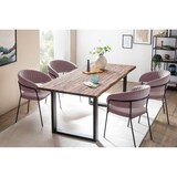 thumbnail of SalesFever Esstisch aus Akazie | 160 x 90cm | Tischplatte 35 mm Akazie natur | Gestell U-Form Metall schwarz | B 160 x T 90 x H 75cm | natur–schwarz