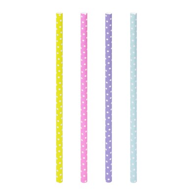 NATURALLY Trinkhalme aus Papier „Pünktchen“, dick, bunt, Ø8mm, 25cm, 150 Stk.